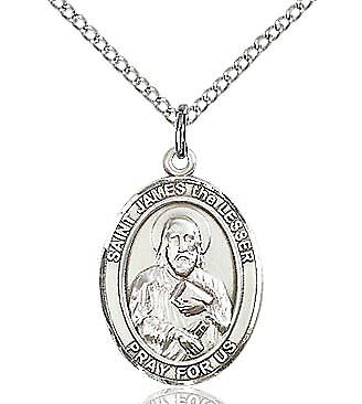 St. James the Lesser sterling silver medal/18" stainless steel heavy curb chain