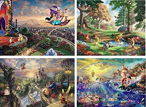 Disney Thomas Kinkade 500ピースパズル4点セット Amazon.com: Ceaco - 4 in 1 Multipack - Disney - Thomas