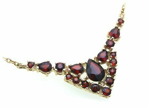 Collier En Argent Sterling 925 Avec Grenat - Bijou Pour Femmes, Chaîne De Cou, Neuf Avec étiquettes, Fabriqué En Allemagne