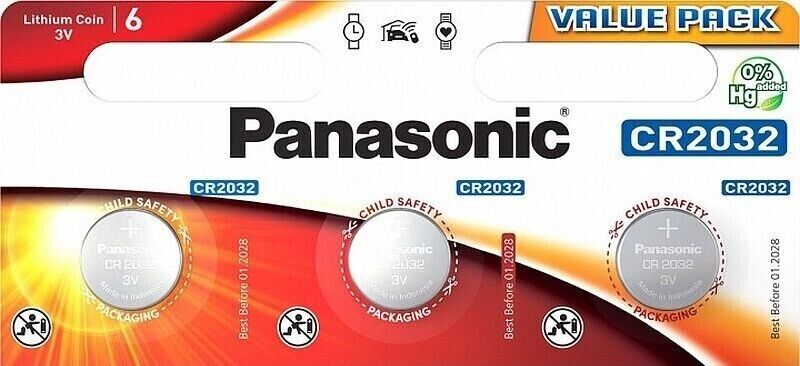 3 X Panasonic Cr2032 3v Lithium Coin Cell Battery Dl/Br 2032