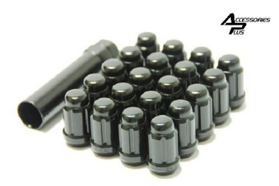 SET OF (20) & (1) KEY 12X1.5 BLACK SPLINE TUNER 6 SPLINE LOCK LUG NUT # AP5655BK
