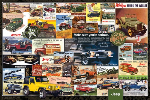 CLASSIC JEEP HISTORY Jeeps 1941-1981 Advertising Collage 24x36 Wall
