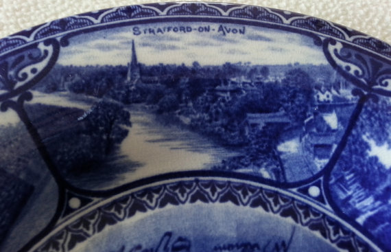 William Shakespeare Flow Blue Porcelain Cabinet Plate Rowland Marsellus England