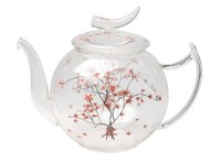 TeaLogic - Teekanne aus Glas Cherry Blossom 1,2l - rosa Kirschblüten-Motiv