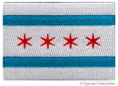 CHICAGO FLAG PATCH EMBLEM embroidered iron-on ILLINOIS COOK COUNTY SECOND CITY