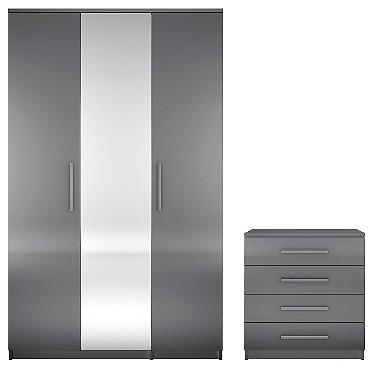 Prague Gloss 2 Piece Package 3 Door Wardrobe 4 Drawer Chest