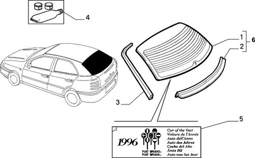 Left Rear Window Seal Fiat Brava Original Auto Parts 46429310