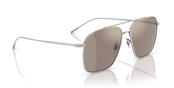 Pre-owned Oliver Peoples 0ov1320st Dresner 50365d Silver/chrome Taupe Unisex Sunglasses In Chrome Taupe Brown