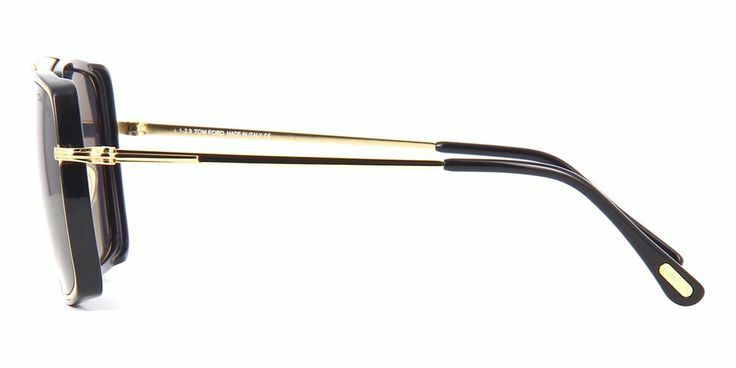 Pre-owned Tom Ford Ft 0750 Lionel 01a Gold Black/grey Rectangle 60mm Sunglasses Tf 750 In Gray