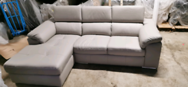 Valencia grey leather corner sofa 