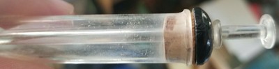 1880s ERA GLASS SYRINGE GLASS PLUNGER w/ CLOTH WRAPPING NOS WOODEN TUBE NICE!