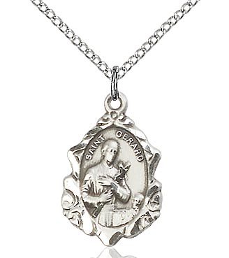 St. Gerard sterling silver with 18" sterling silver rope chain