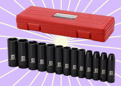 13 Pieces 3/8inch Drive Deep Impact Socket Set 7mm To 19mm Crv Metric 6 Point
