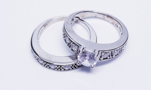 Wedding Ring Set Sterling Silver 925 Round CZ sz. 7