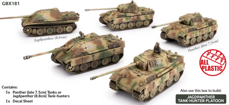 Взвод поздней пантеры/ягдпантеры (5 шт.) German Flames of War Late War НОВОЕ