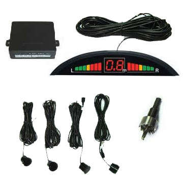 Kit 4 Sensore di Parcheggio Retromarcia Con Filo Display Led Cicalino Neri hsb