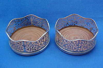 TWO STUNNING EARLY GEORGE III STERLING SILVER DECANTER COASTERS LONDON 1770