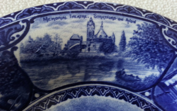 William Shakespeare Flow Blue Porcelain Cabinet Plate Rowland Marsellus England