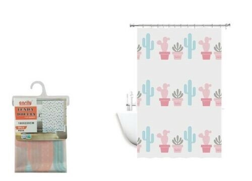 Tenda Doccia AntiMuffa Impermeabile 180x200cm Con Anelli Bagno Cactus idea