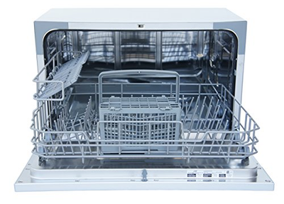 SPT SD-2225DW Countertop Dishwasher with Delay Start & LED, White, White
