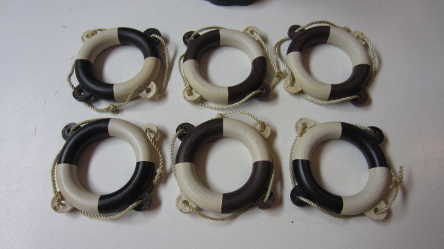 Decorative Lighthouse with Six Life Preserver Napkin Rings