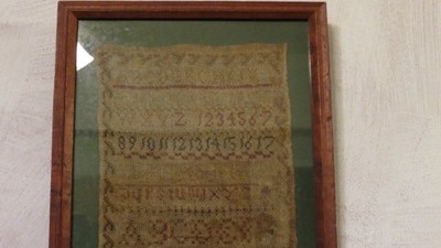 Antique Primitive ABCD Sampler 1827 Margaret Davie Aged 9 Years Framed Pine Wood