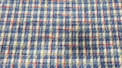 Osborne & Little - Albermarle  Burlington/ Color Denim/Coral - 2.25 yards