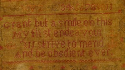 Antique Primitive ABC Sampler 1827 Strawberry Vines American English Immigrant