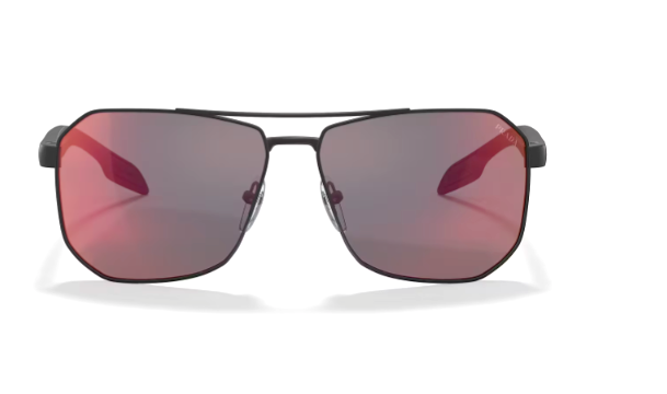 Pre-owned Prada Linea Rossa Sps51v Black Rubber/dark Grey Blue Mirror (dg0-9q1) Sunglasses In Gray