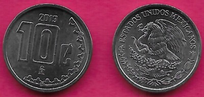 MEXICO 10 CENTAVOS 2013 UNC THE NATIONAL EMBLEM OF MEXICO DEPICTING A MEXICAN GO