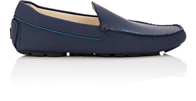 Barneys New York Rubberized Leather Navy Drivers Size 9 Retail $275