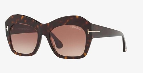 Pre-owned Tom Ford Emmanuelle Tf534 52f 54 Butterfly Brown Havana Women's Sunglasses