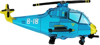 Grabo 37 Inch Blue Helicopter Shaped Foil Balloon cs67