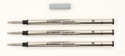 3 Pack, Fineliner Fiber Tip Rollerball Refills for VISCONTI Pens, German Made