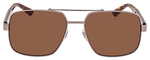 Pre-owned Gucci Gg0529s Unisex Pilot Sunglasses In Ruthenium Tortoise Havana/brown 60 Mm