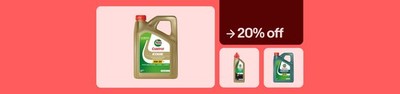 An image depicting 20% off Castrol, straight ahead