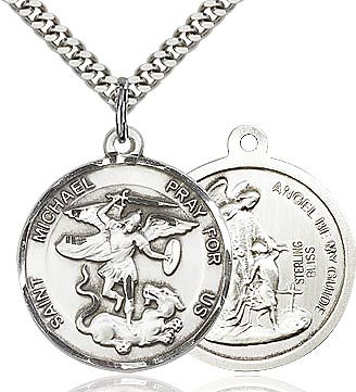 St. Michael sterling silver with 24" stainless steel chain