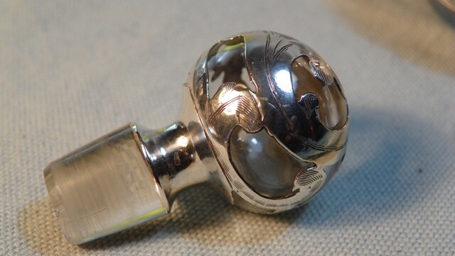 Art Nouveau 1890's Alvin Sterling Silver Overlay Perfume Bottles-Beautiful!