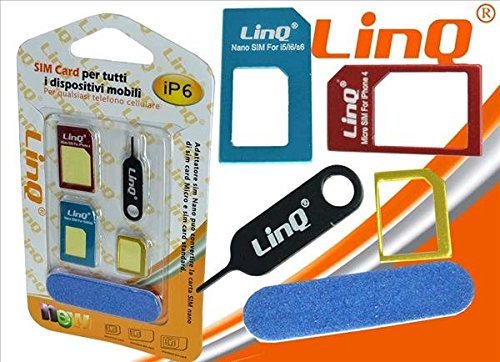 Adattatore 3 Sim Per Smartphone Micro Sim Nano Sim e Sim Standard Linq ip6