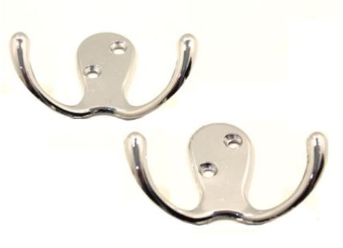 Set 2 Pezzi Ganci Appendi Abiti 2 Posti In Metallo Cromato Color Acciaio dfh