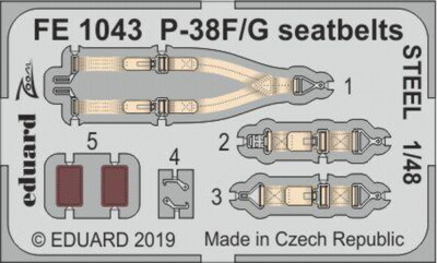 Eduard 1/48 Lockheed P-38F/G Lightning Seatbelt STEEL (Tamiya) FE1043