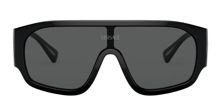 Pre-owned Versace Ve4439 Gb1/87 Black/dark Grey Square Women's Sunglasses In Gray