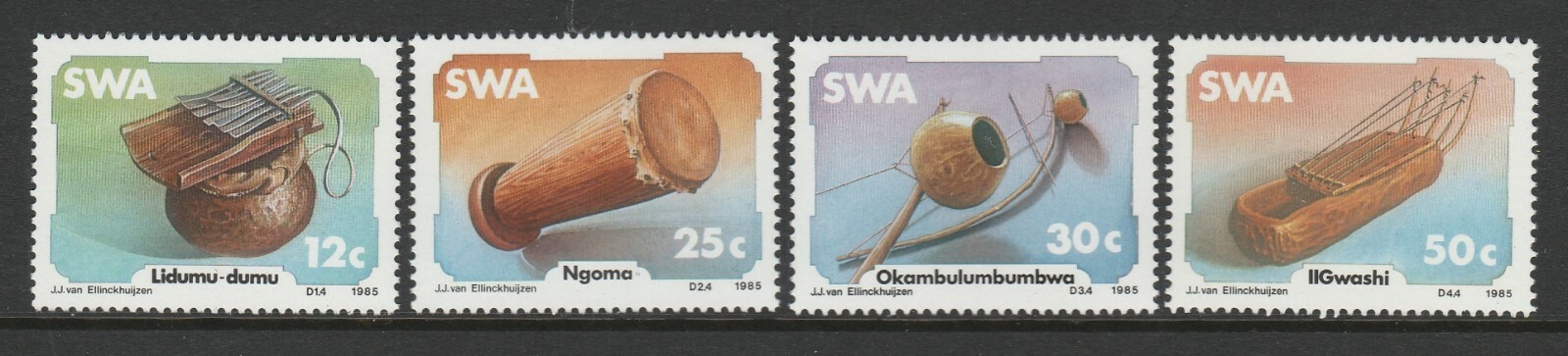 S.W.A.1985 Musiclal Instruments set SG 451-454 Mnh.