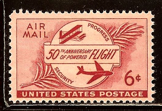 小さな本 U.S. AIRMAIL STAMPS C47 - 1953 6c Airmail Powered Flight - Mystic Stamp Company