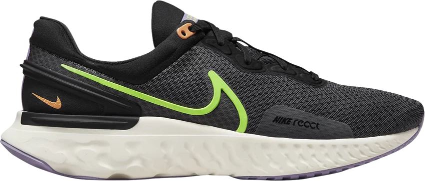 

Мужские кроссовки Nike React Miler 3 Anthracite Grey Ghost Green White Black DD0490-005 10, Черный, Nike React Miler