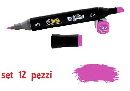 Set 12 Pz Pennarelli Doppia Punta Scuola Disegno Colore 125 Rosa Fluo dfh