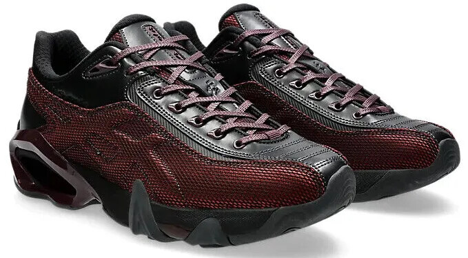 Pre-owned Asics Mens  Novalis Gel-teremoa Obsidian Black Dahlia Mesh Running Shoes In Red