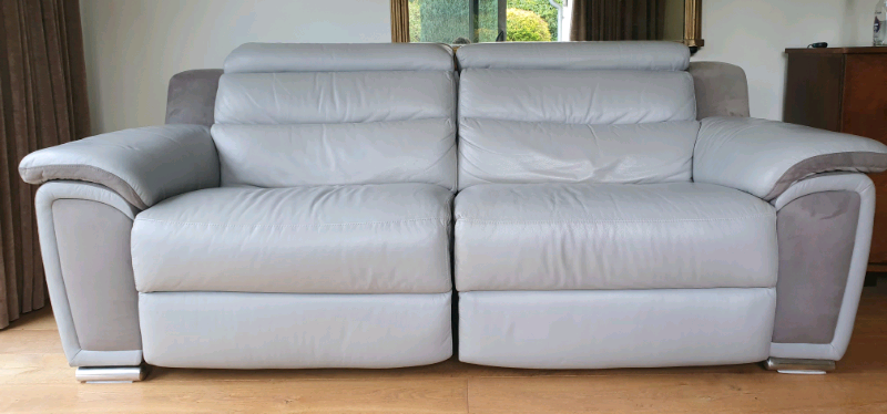 DELIVERY INCLUDED LUXURY seater grey leather manual recliner sofa | in