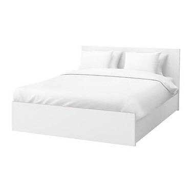 Malm White Double Bed With 4 Underbed Storage Drawers In