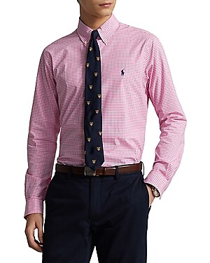 Polo Ralph Lauren Men's Slim Fit Button Down Shirt Resort Rose Pink White Large